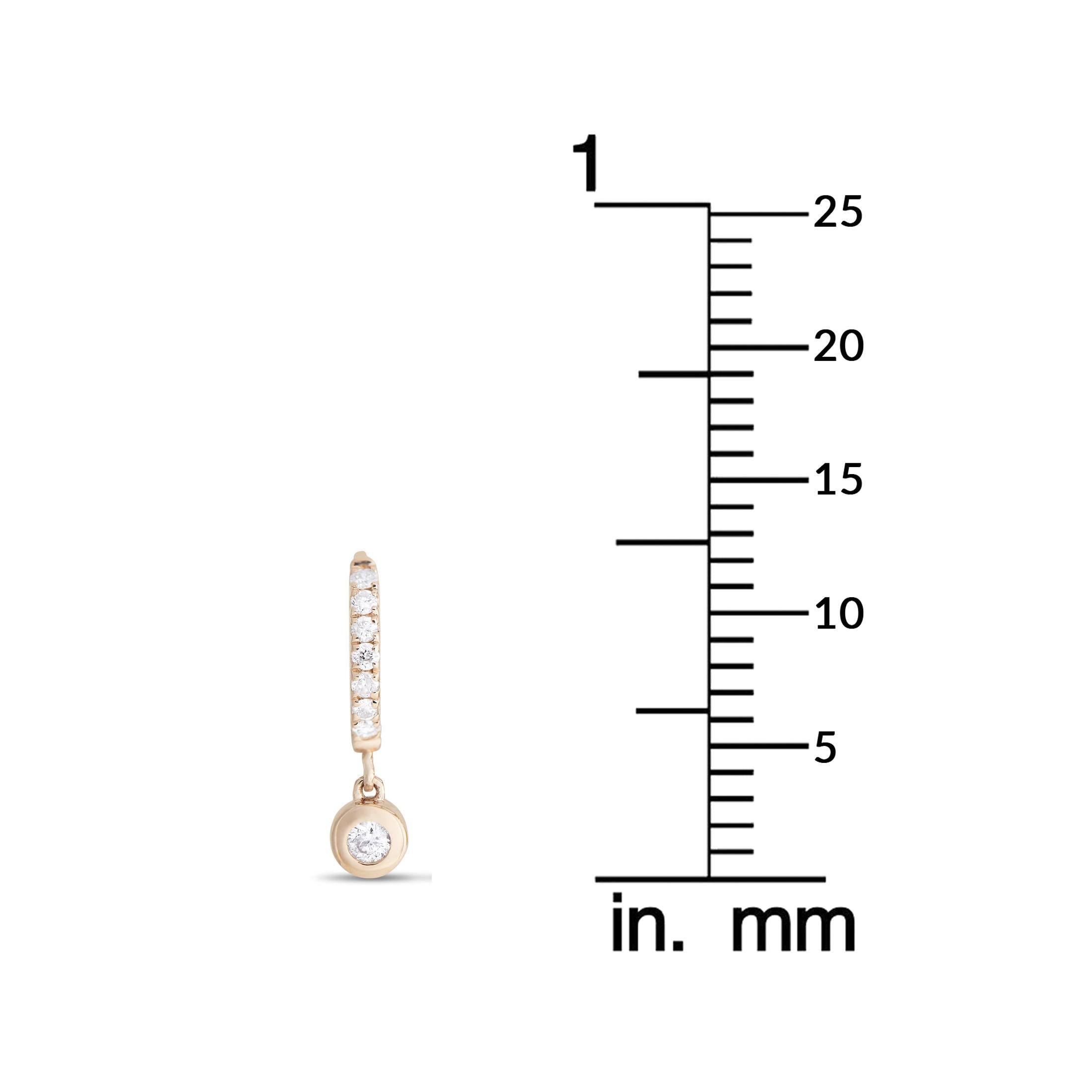Taille ronde LB Exclusive Pendants d'oreilles en or rose 14 carats avec diamants 0,15 carat en vente