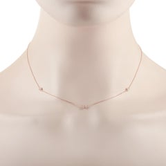 Lb Exclusive 14k Rose Gold 0.15 Carat Diamond Station Necklace