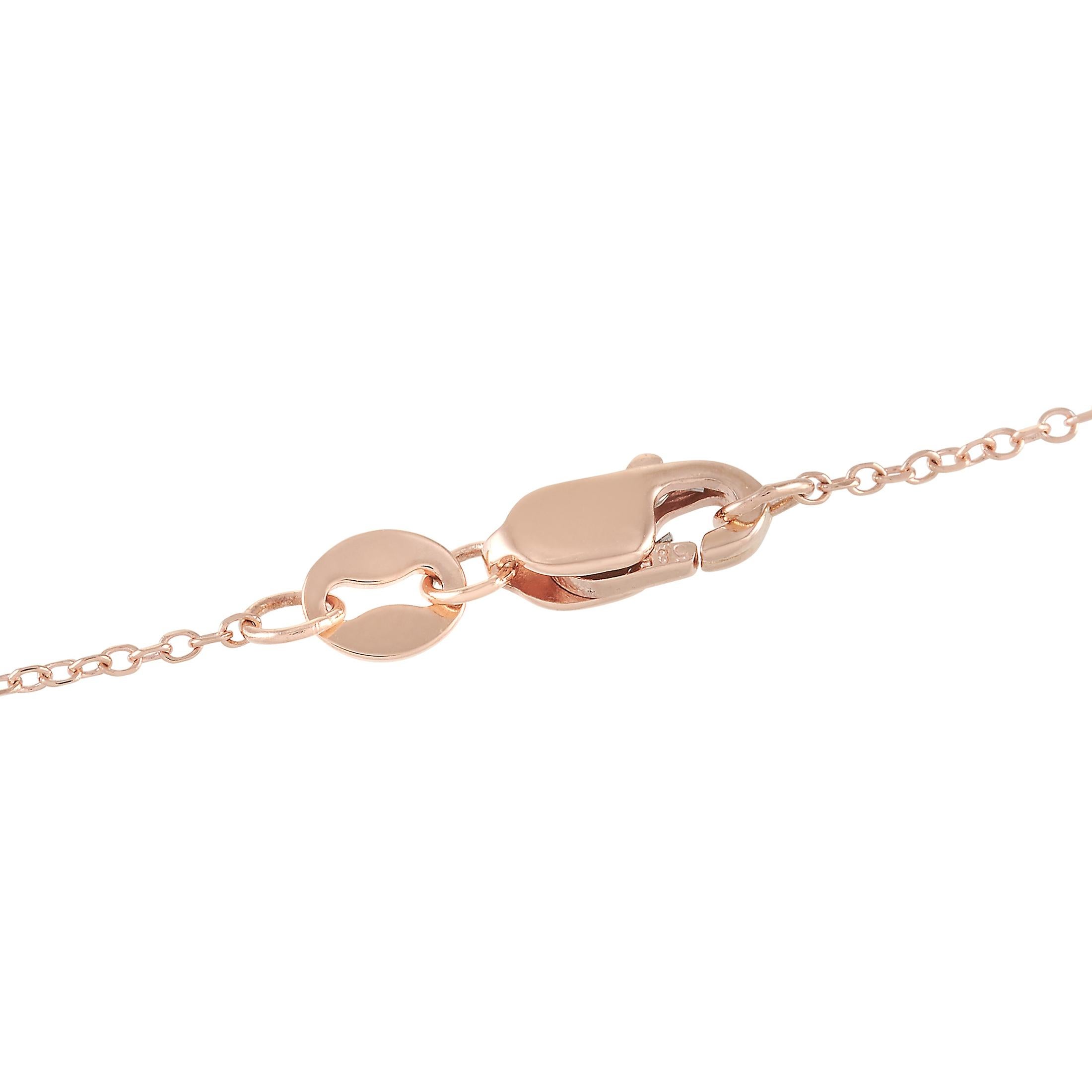 Round Cut Lb Exclusive 14k Rose Gold 0.15 Carat Diamond Necklace For Sale