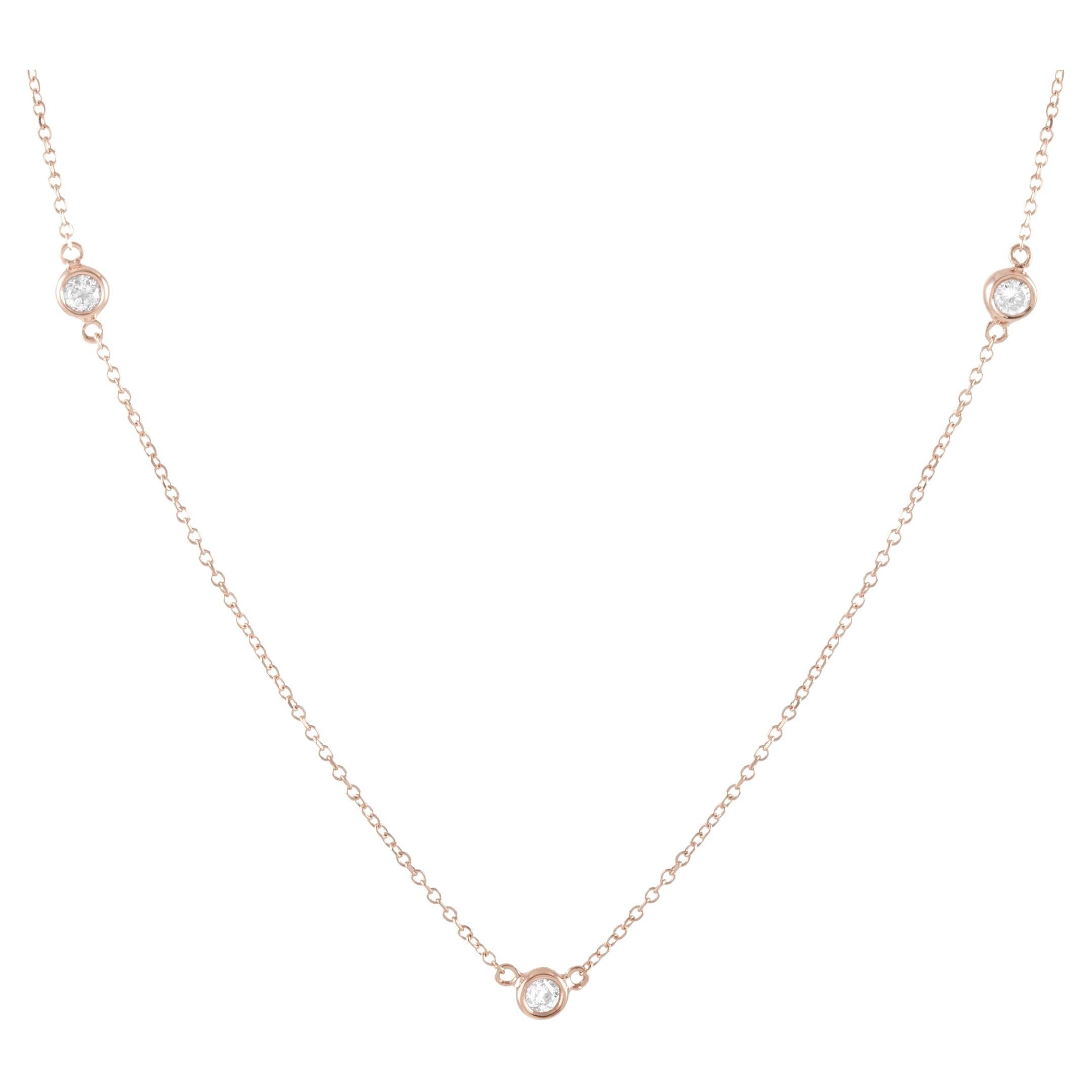 Lb Exclusive 14k Rose Gold 0.15 Carat Diamond Necklace For Sale