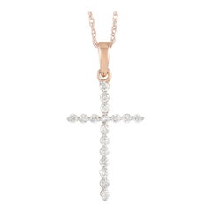 LB Exclusive 14K Rose Gold 0.16 Ct Diamond Cross Necklace