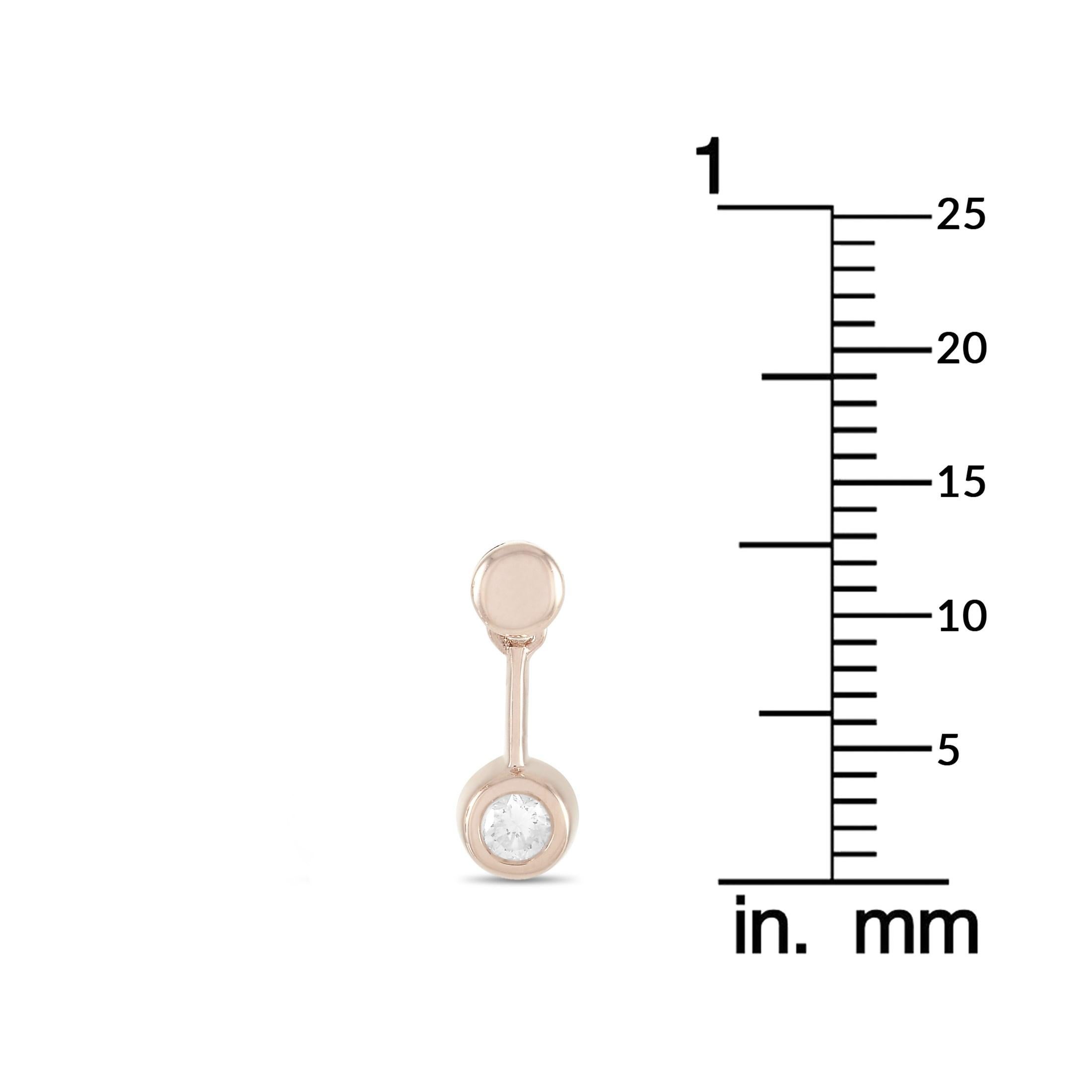Round Cut LB Exclusive 14K Rose Gold 0.16 Ct Diamond Earrings For Sale
