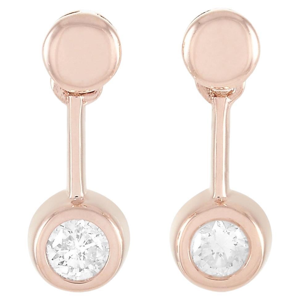 LB Exclusive 14K Rose Gold 0.16 Ct Diamond Earrings For Sale