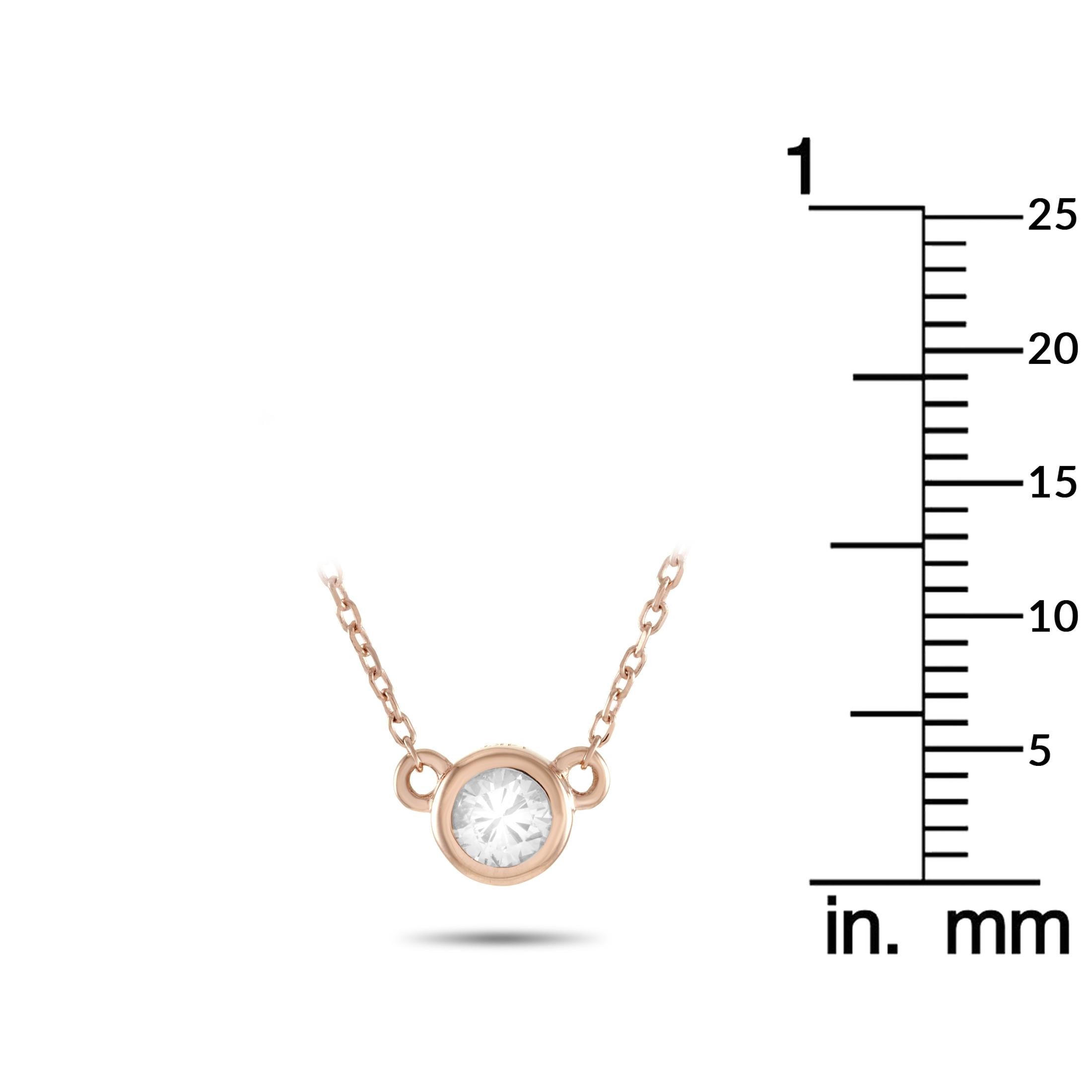 LB Exclusive 14 Karat Rose Gold 0.16 Carat Diamond Pendant Necklace In New Condition For Sale In Southampton, PA