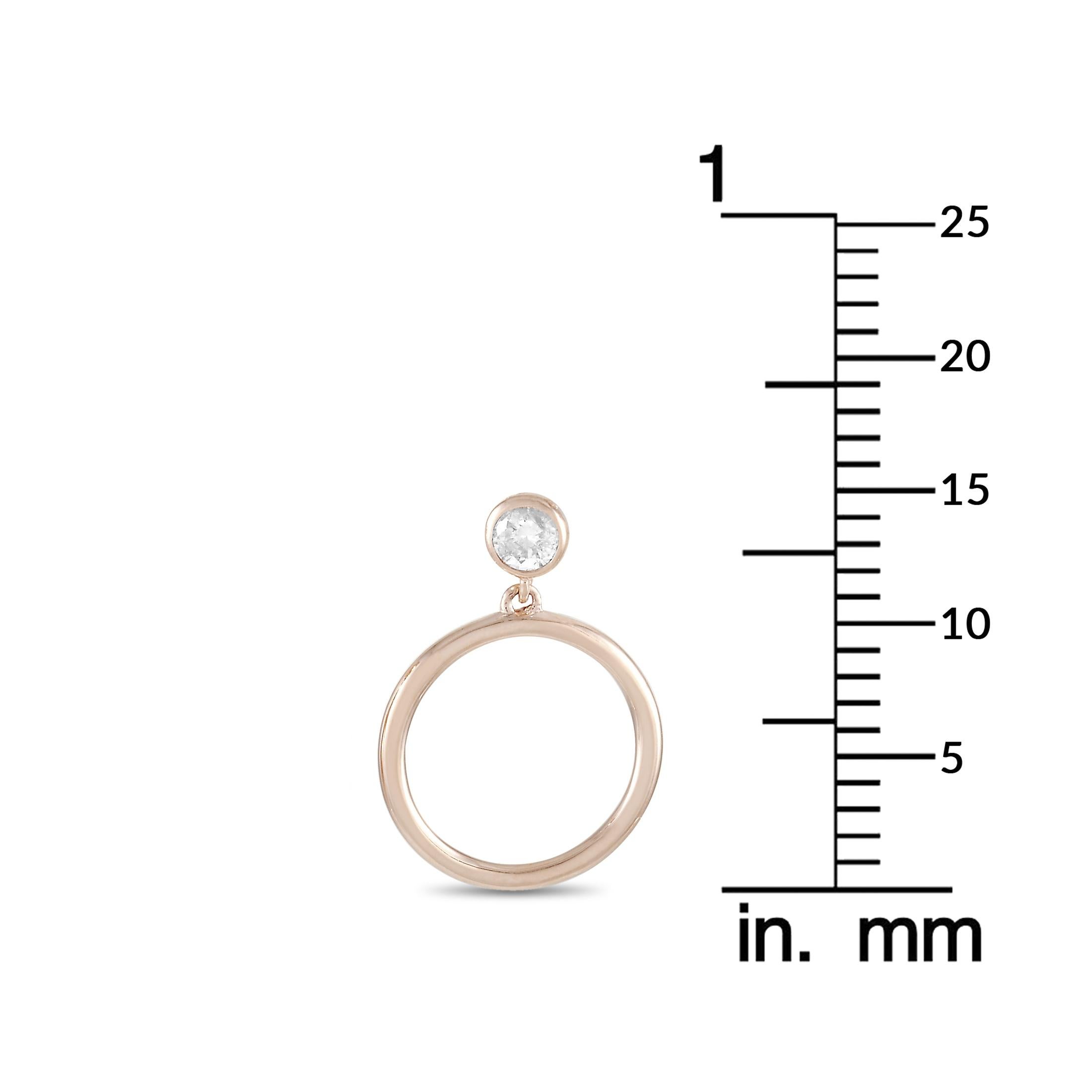Round Cut LB Exclusive 14 Karat Rose Gold 0.18 Carat Diamond Earrings For Sale