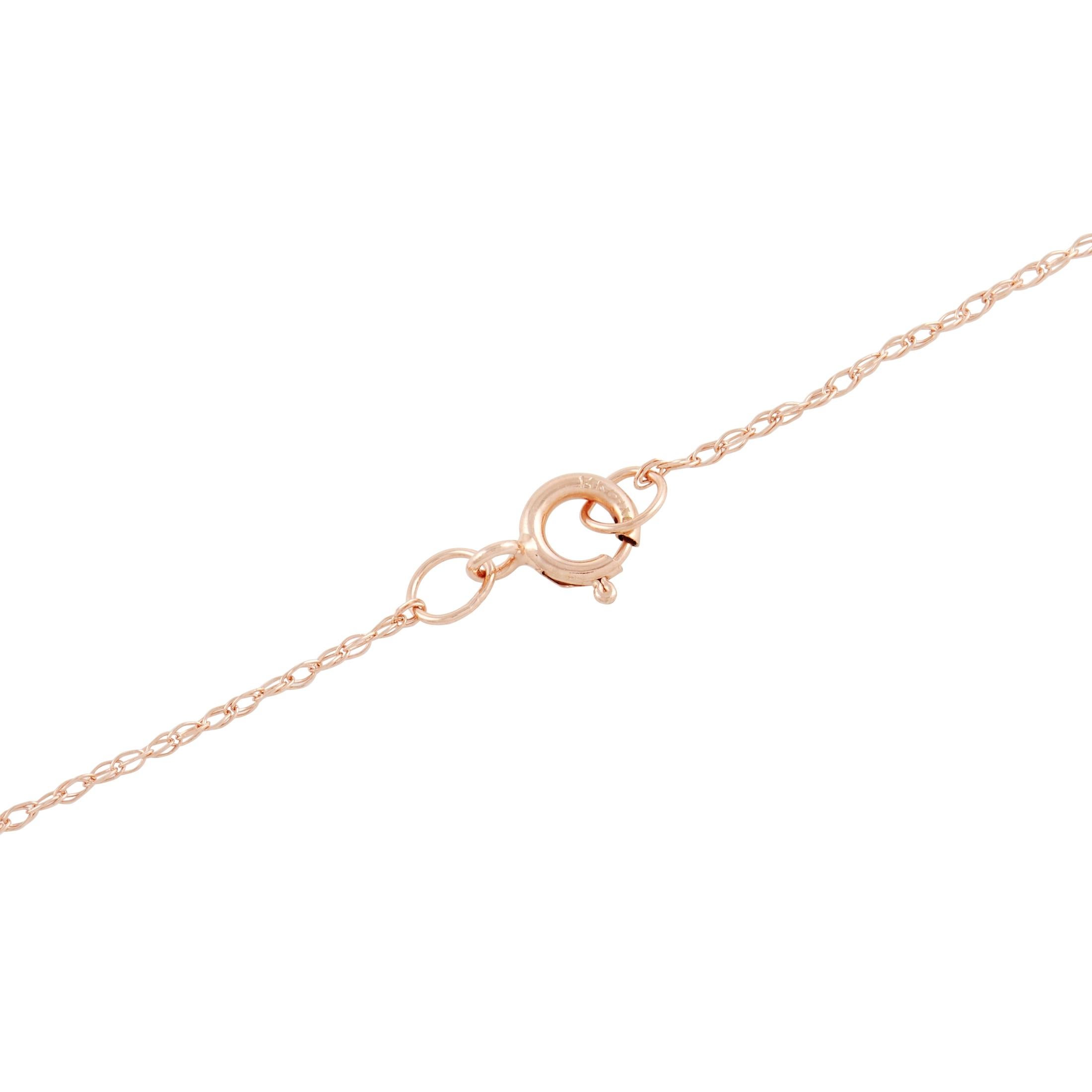 Round Cut LB Exclusive 14K Rose Gold 0.18 Ct Diamond Horseshoe Pendant Necklace For Sale