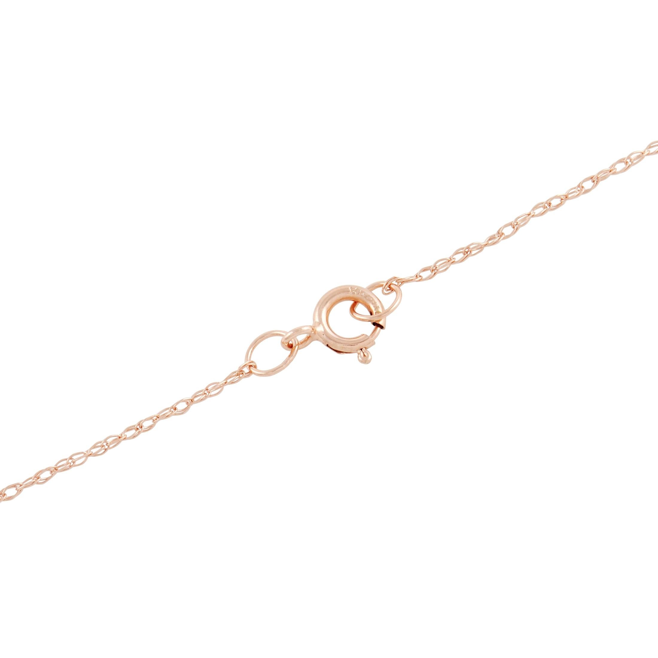 Round Cut LB Exclusive 14K Rose Gold 0.18 Ct Diamond Horseshoe Pendant Necklace