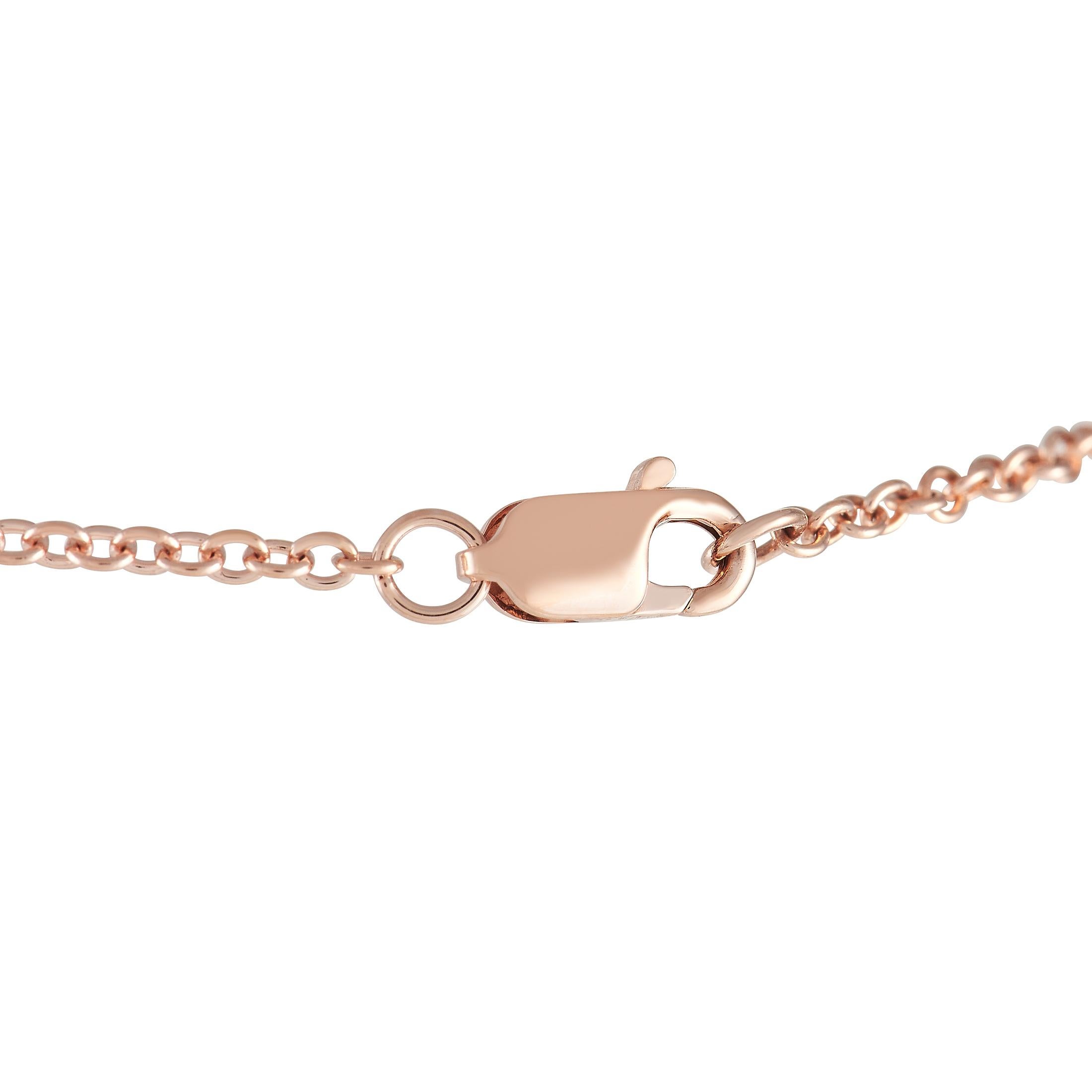 Taille ronde LB Exclusive Bracelet en or rose 14 carats avec diamants de 0,20 carat en vente