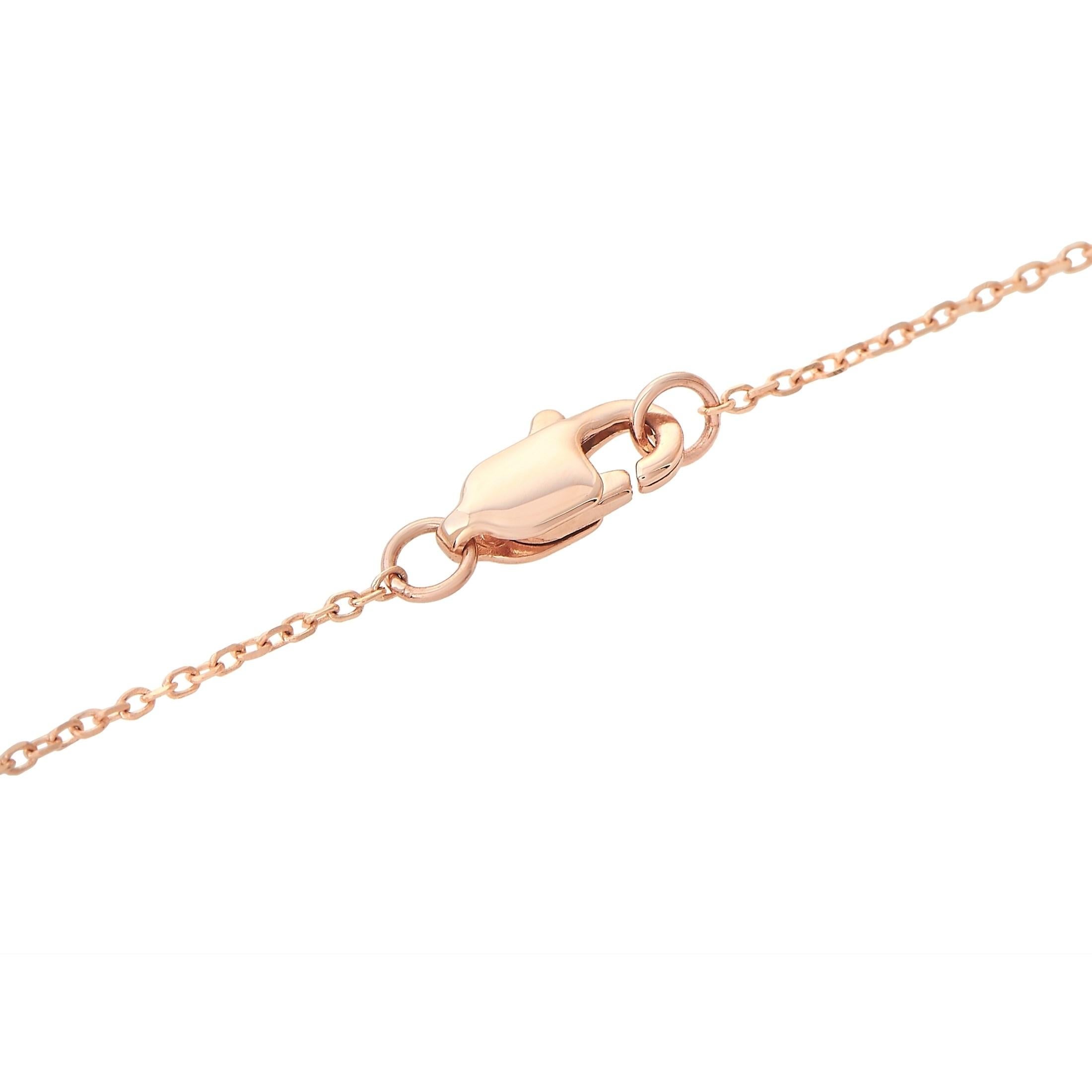 Taille ronde LB Exclusive Bracelet en or rose 14 carats avec diamants de 0,20 carat en vente