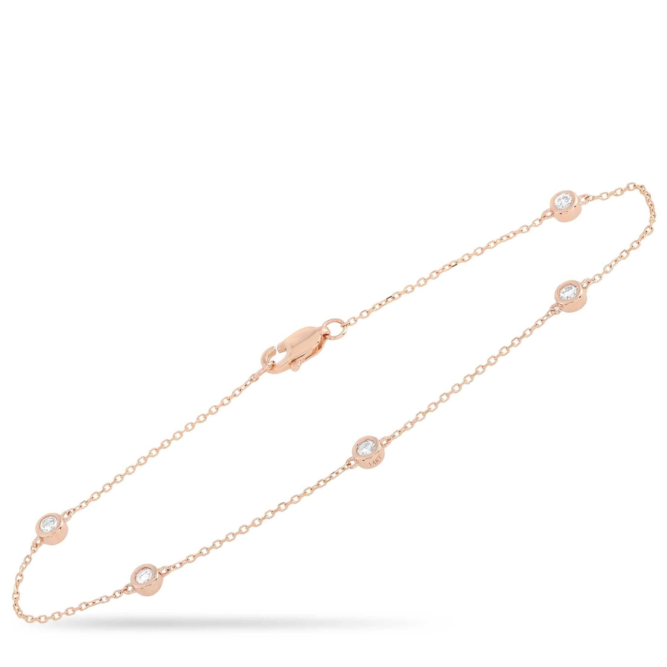 LB Exclusive 14k Rose Gold 0.20ct Diamond Bracelet In New Condition In Southampton, PA