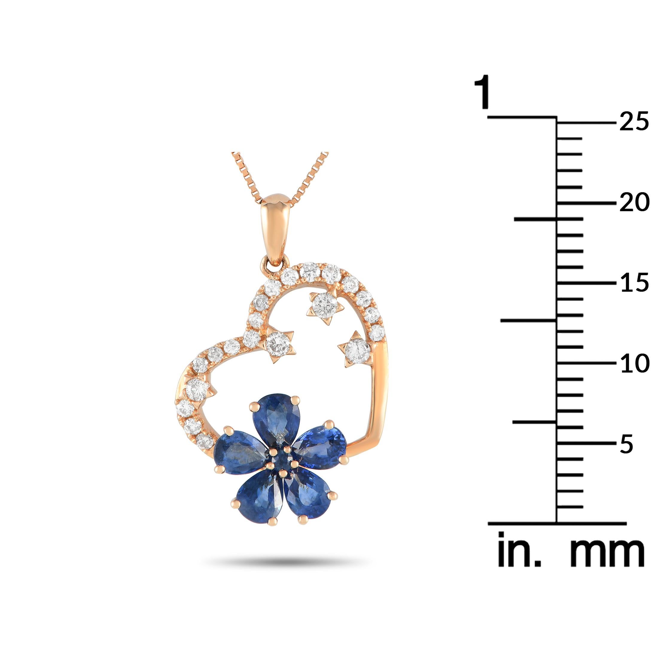 LB Exclusive 14K Rose Gold 0.20ct Diamond Pendant Necklace PH4-10098RSA In New Condition For Sale In Southampton, PA