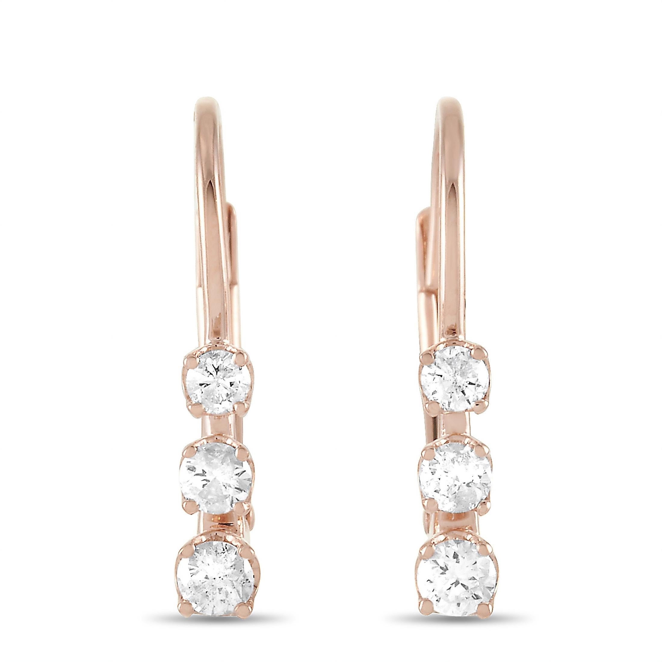 LB Exclusive 14k Rose Gold 0.25 Carat Diamond Earrings In New Condition For Sale In Southampton, PA