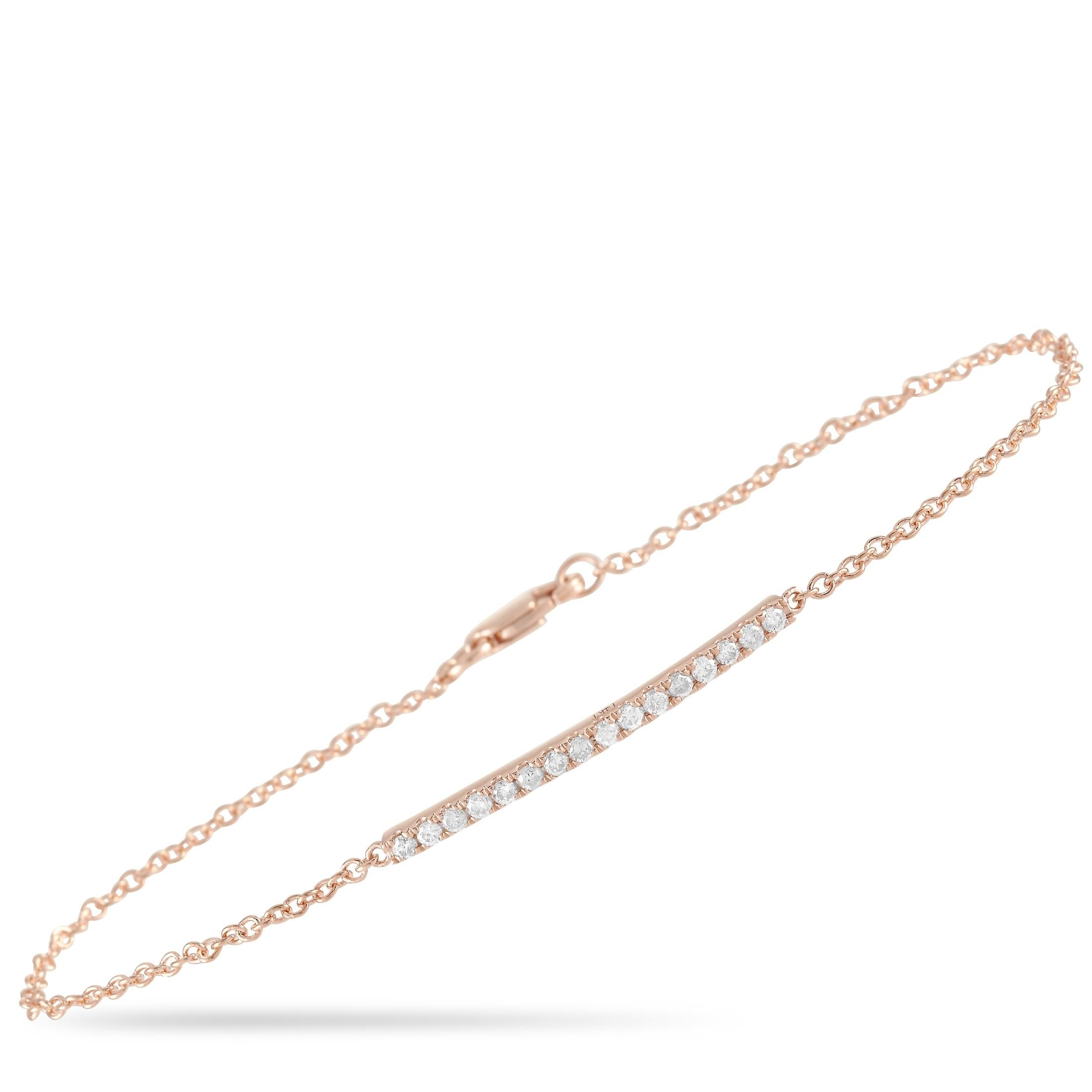 LB Exclusive 14K Rose Gold 0.25 Ct Diamond Bracelet In New Condition For Sale In Southampton, PA