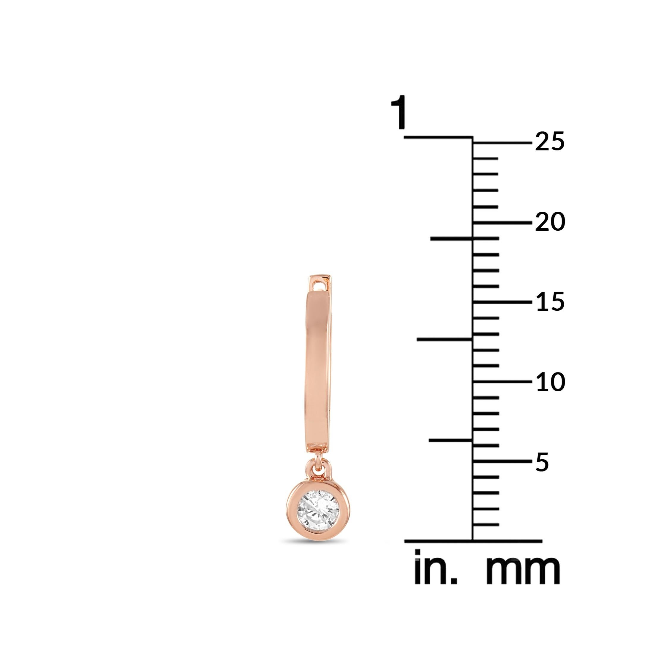 LB Exklusive Ohrringe aus 14 Karat Roségold mit 0,25 Karat Diamanten (Rundschliff) im Angebot