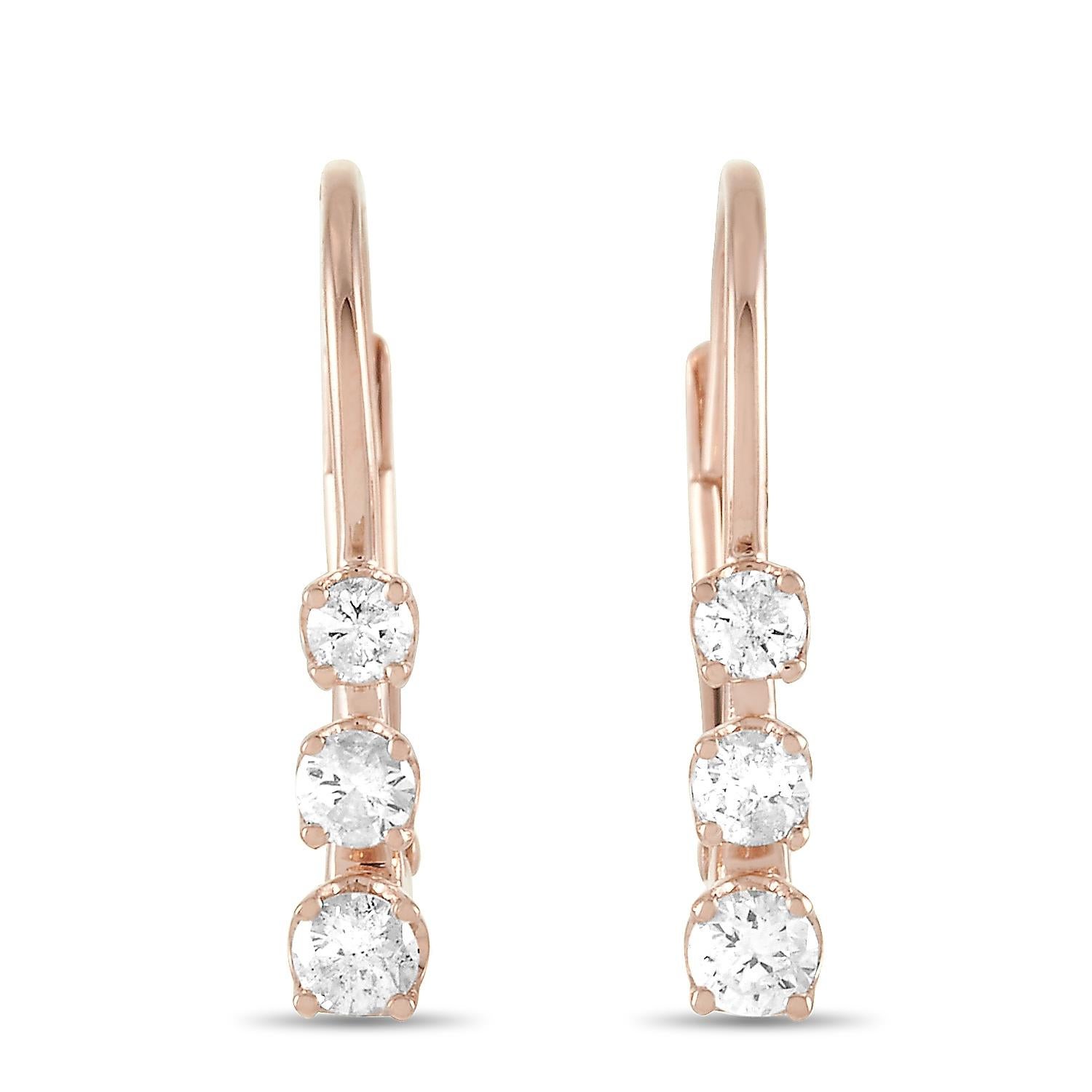 LB Exclusive 14K Rose Gold 0.25 Ct Diamond Earrings In New Condition In Southampton, PA