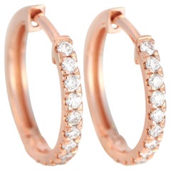 LB Exclusive 14K Rose Gold 0.25 Ct Diamond Hoop Earrings