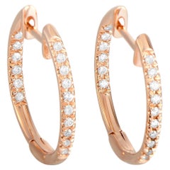LB Exclusive 14K Rose Gold 0.25 Ct Diamond In-Out Hoop Earrings