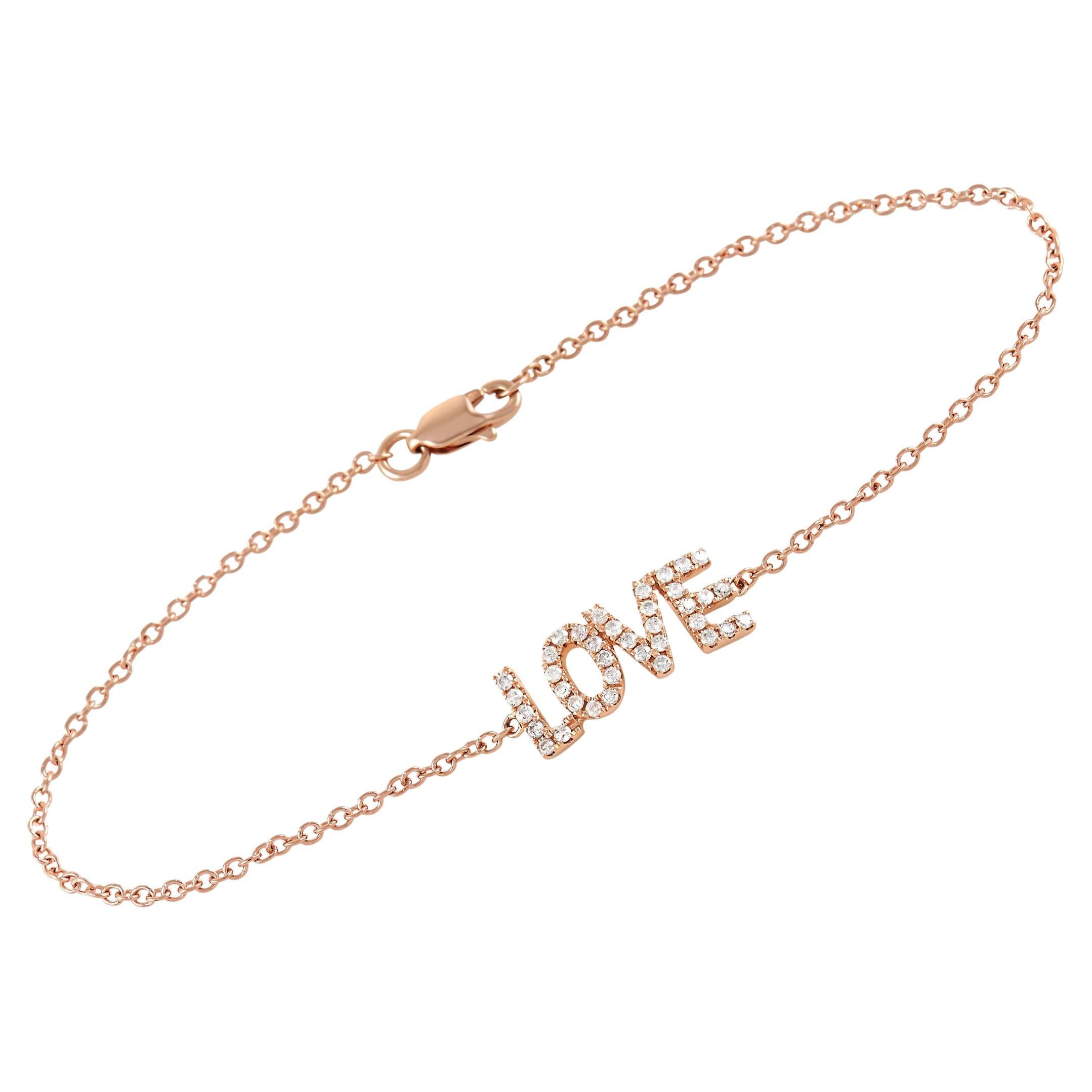 LB Exclusive Bracelet d'amour en or rose 14 carats avec diamants 0,25 carat