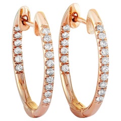LB Exclusive 14K Rose Gold 0.25 ct Diamond Pave Hoop Earrings
