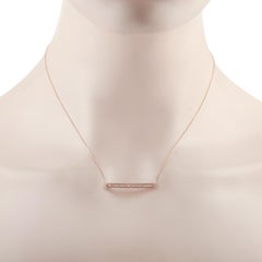 Collana con ciondolo con diamante da 0,25 carati in oro rosa da 14 carati di LB Exclusive