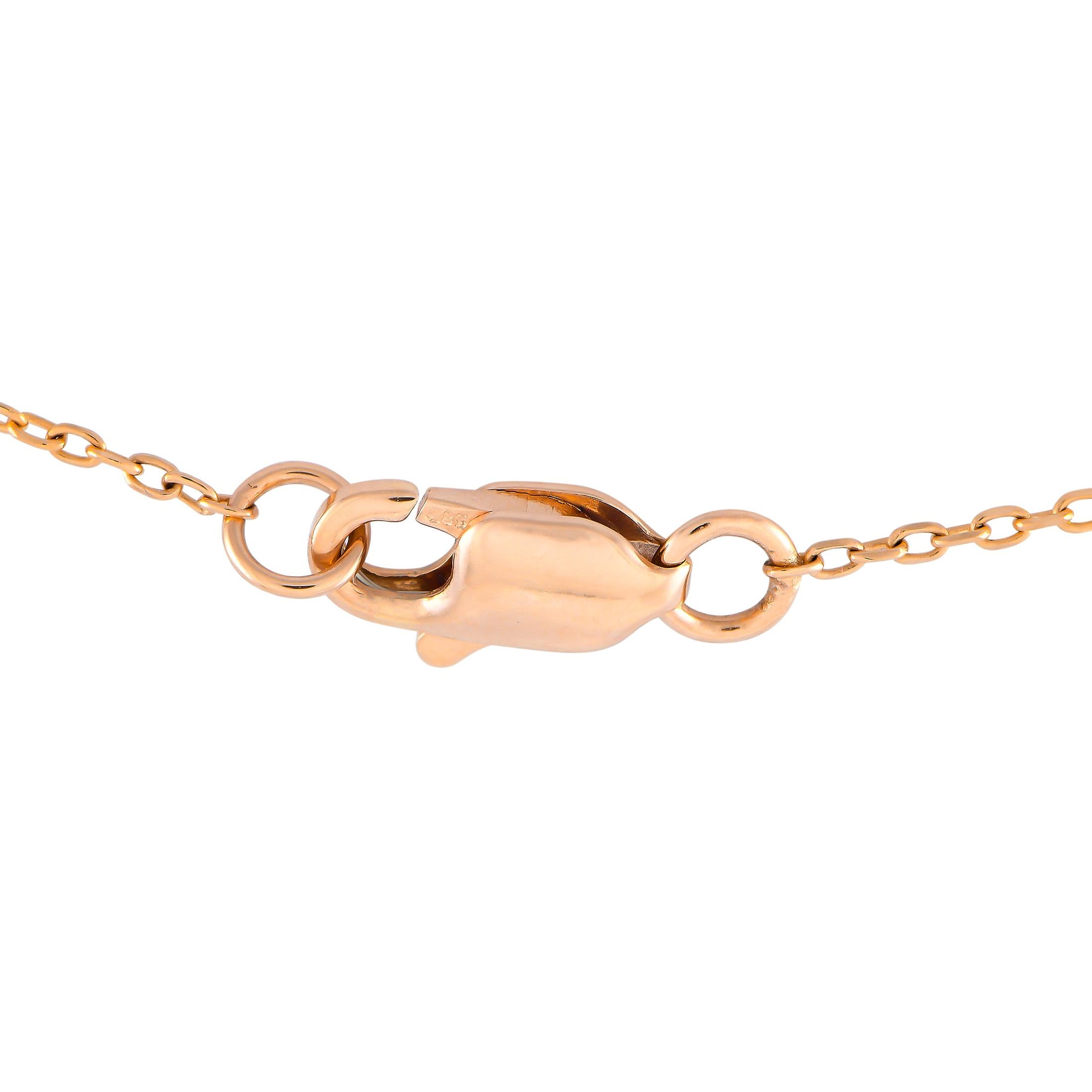Round Cut LB Exclusive 14K Rose Gold 0.25ct Diamond Butterfly Necklace