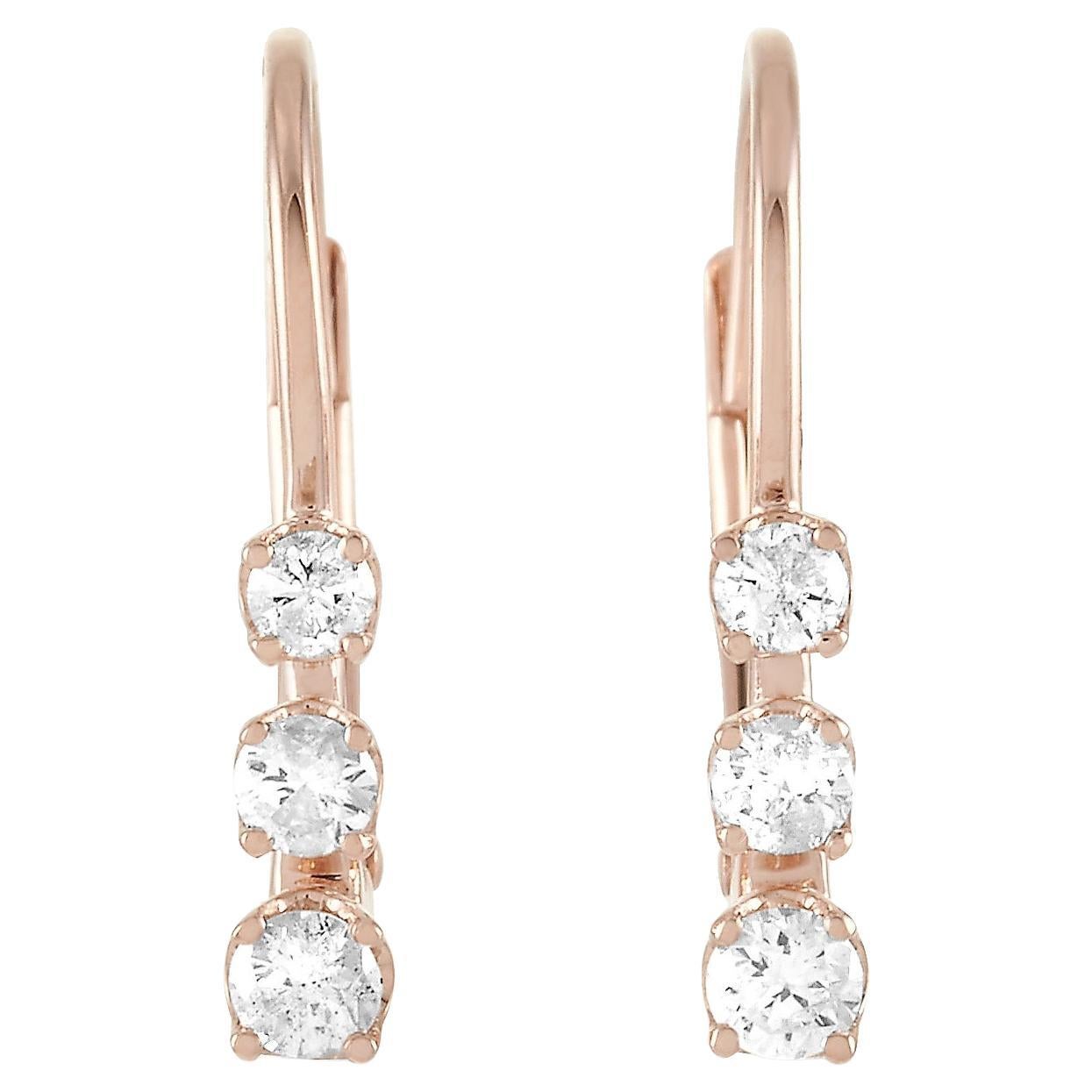 LB Exclusive 14k Rose Gold 0.25 Carat Diamond Earrings For Sale