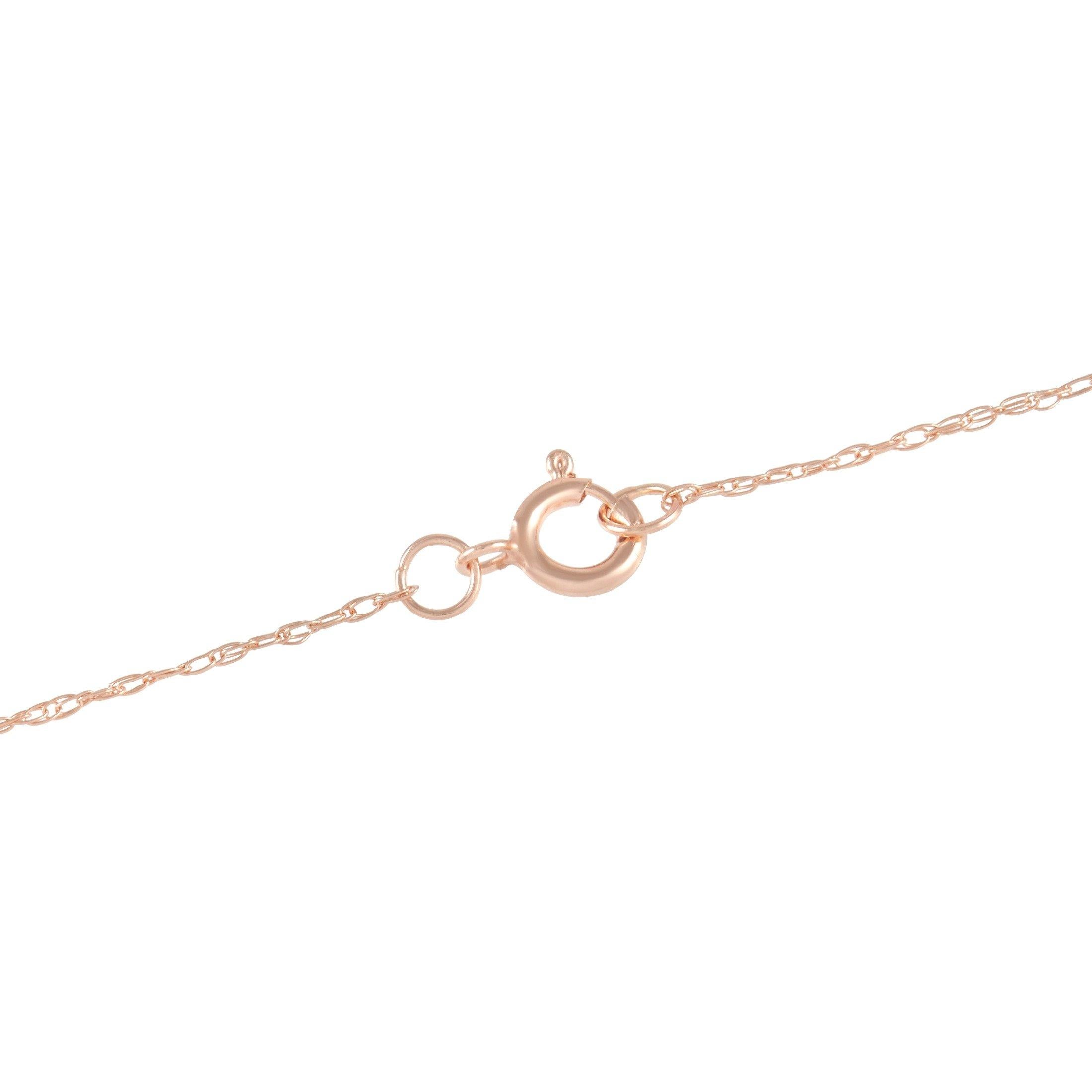 Round Cut LB Exclusive 14K Rose Gold 0.26 Ct Diamond Cross Pendant Necklace