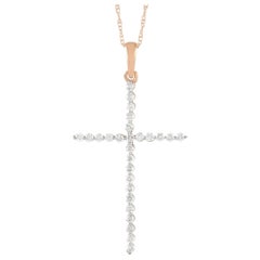 LB Exclusive 14K Rose Gold 0.26 Ct Diamond Cross Pendant Necklace