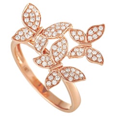 rose gold diamond butterfly ring LB Exclusive 14K Rose Gold 0.30 Ct Diamond Butterfly Ring