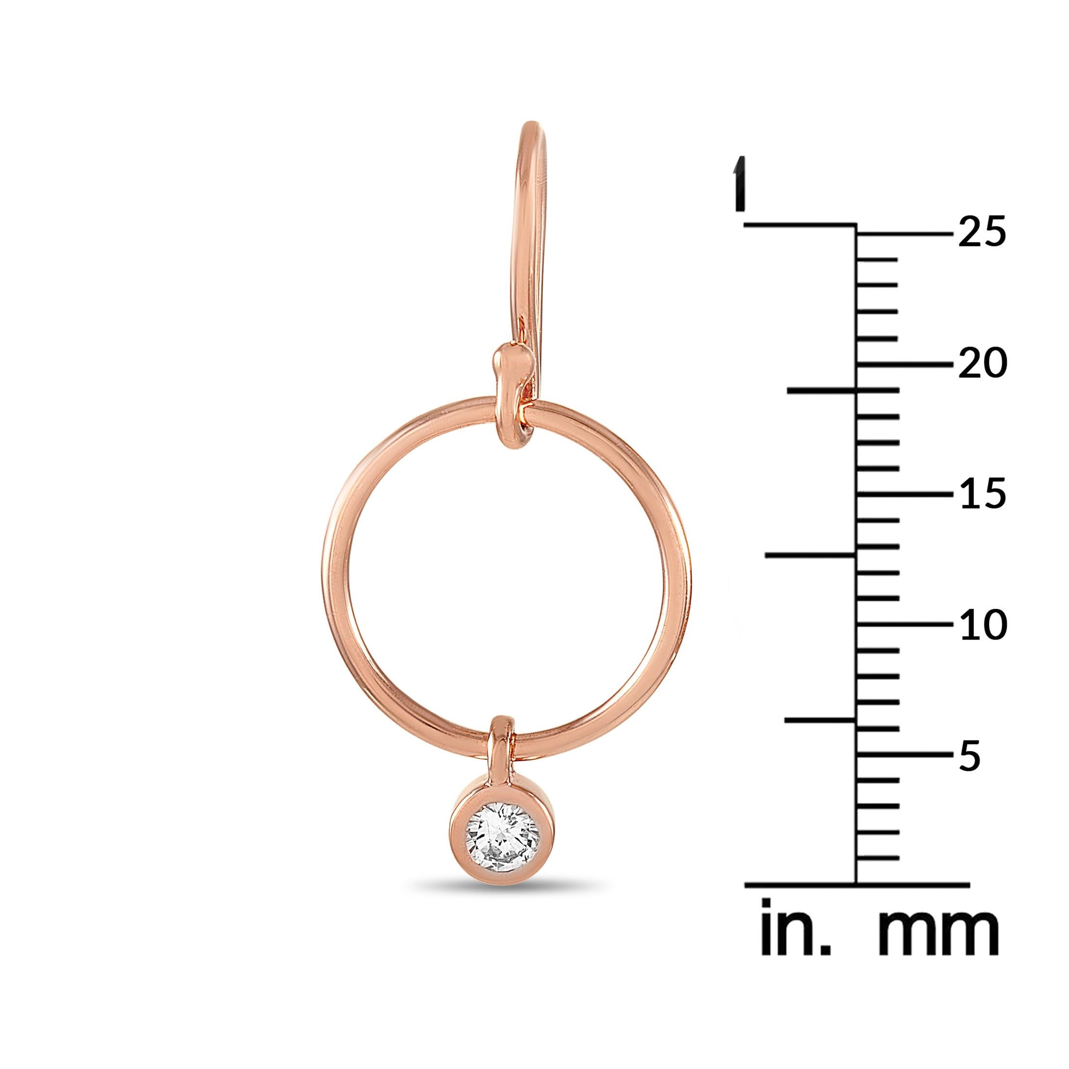 Round Cut LB Exclusive 14 Karat Rose Gold 0.32 Carat Diamond Earrings For Sale