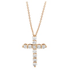 14k rose gold cross necklace LB Exclusive 14K Rose Gold 0.35 Ct Diamond Cross Pendant Necklace