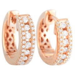 LB Exclusive Pendientes de aro de diamantes de 0,35 ct en oro rosa de 14 quilates