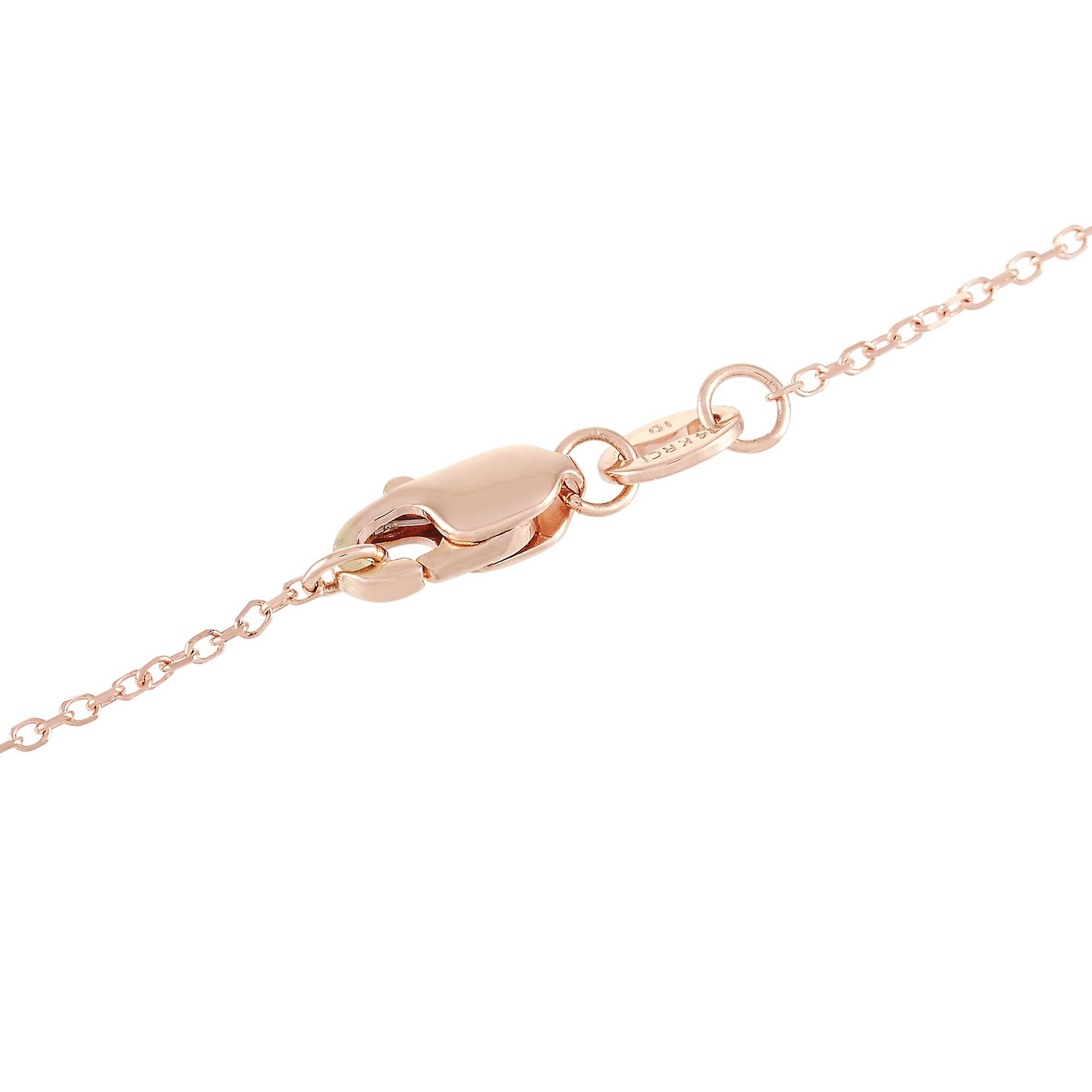 Round Cut LB Exclusive 14 Karat Rose Gold 0.35 Carat Diamond Pendant Necklace For Sale