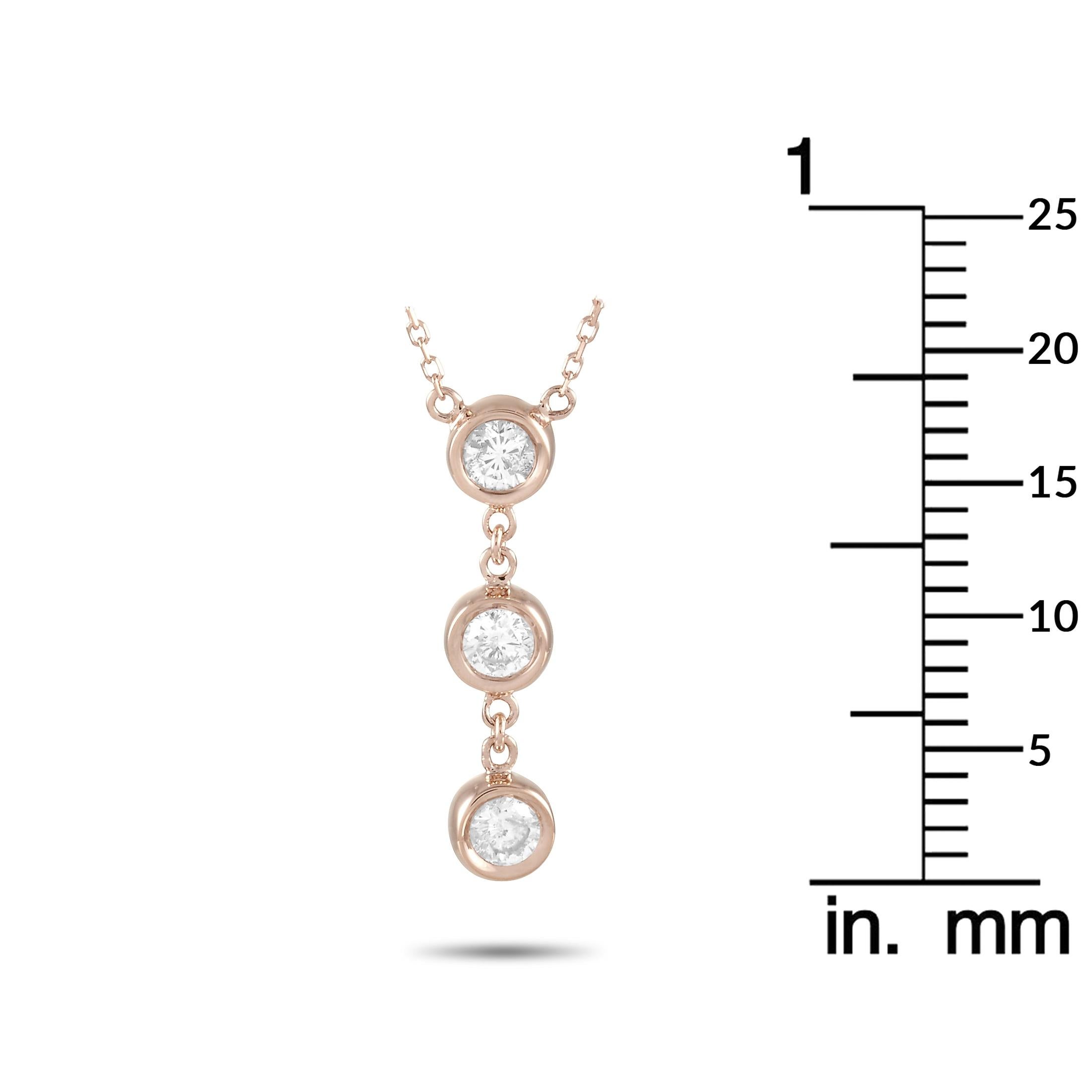 LB Exclusive 14 Karat Rose Gold 0.35 Carat Diamond Pendant Necklace In New Condition For Sale In Southampton, PA