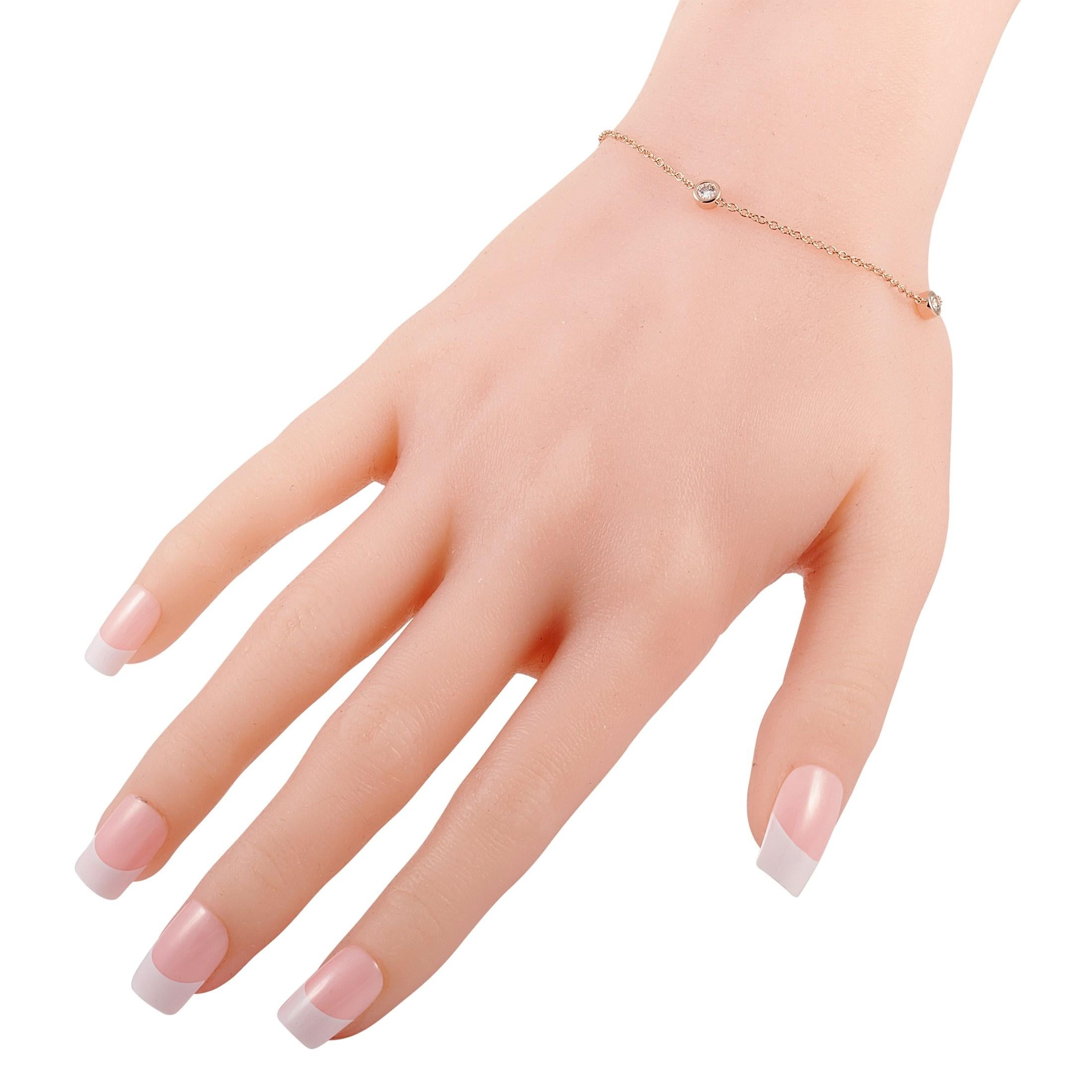 Taille ronde LB Exclusive Bracelet en or rose 14 carats avec diamants 0,37 carat en vente