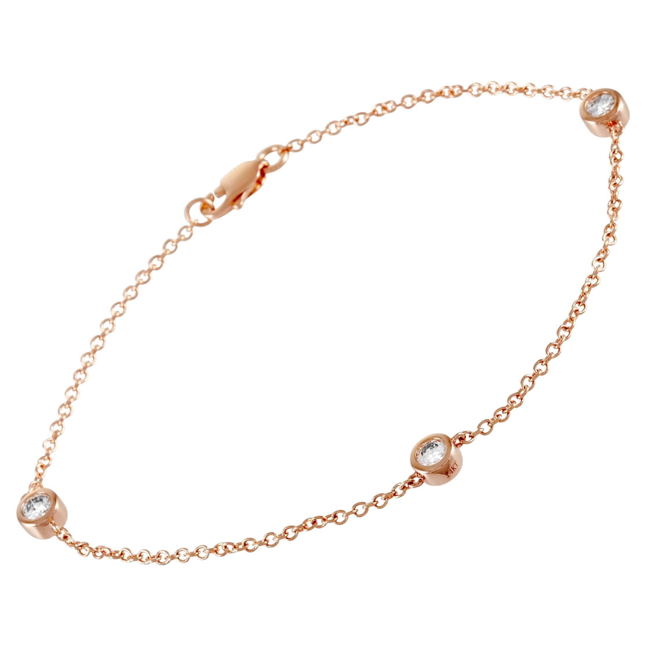 LB Exclusive Bracelet en or rose 14 carats avec diamants 0,37 carat en vente