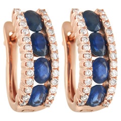 LB Exclusive 14K Rose Gold 0.39 Ct Diamond and Sapphire Earrings