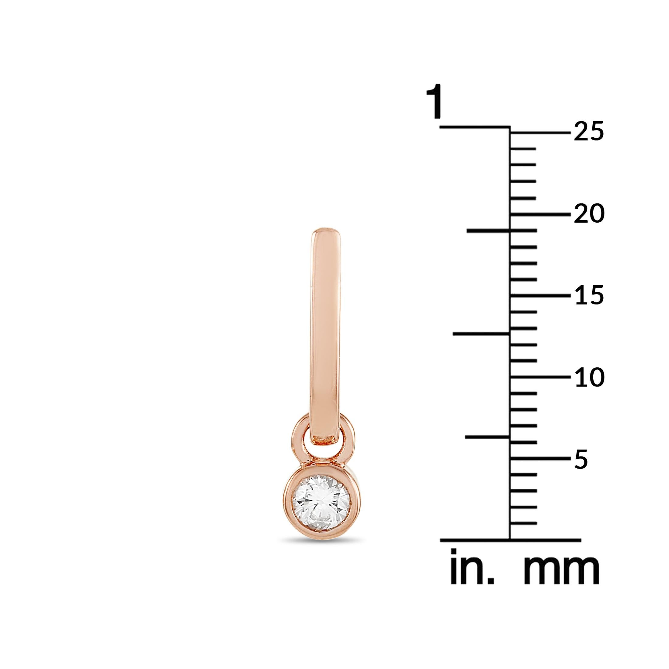 Round Cut LB Exclusive 14K Rose Gold 0.40 ct Diamond Earrings For Sale