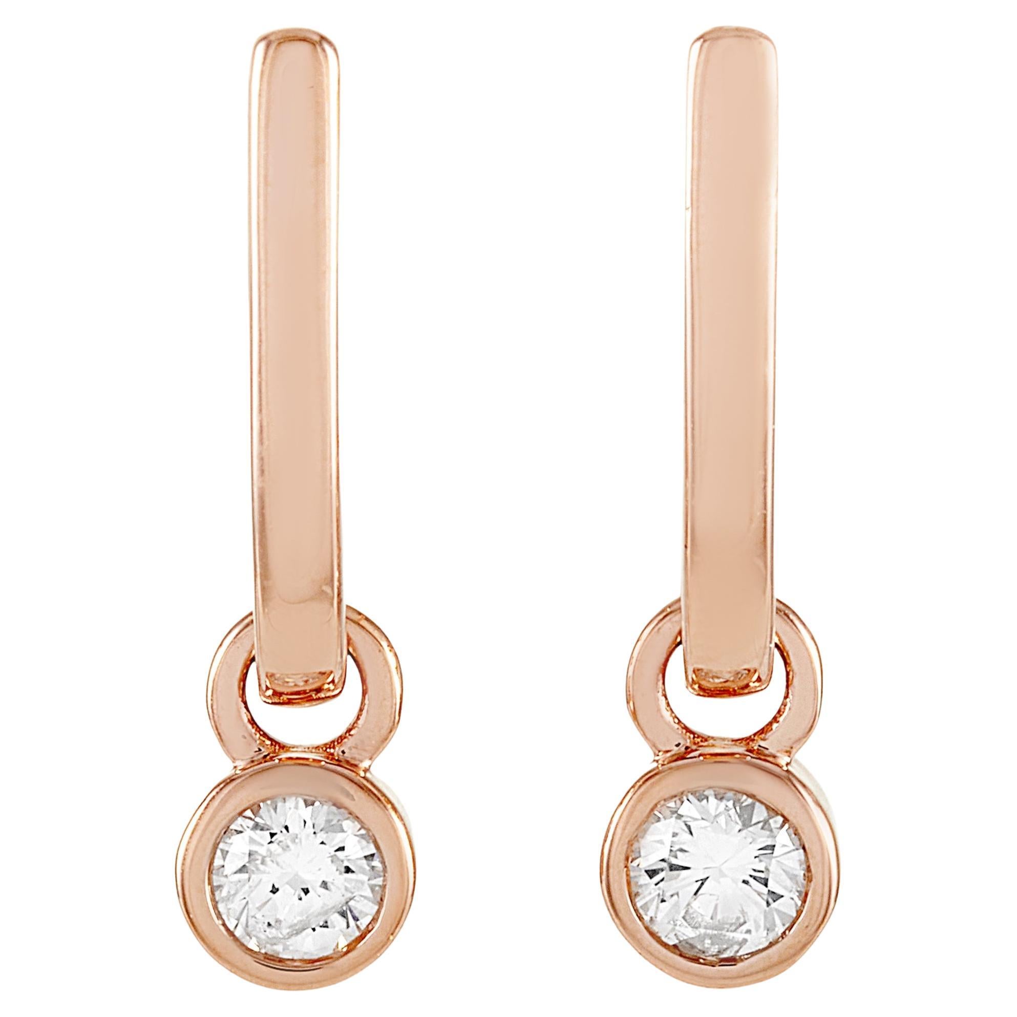 LB Exclusive 14K Rose Gold 0.40 ct Diamond Earrings For Sale