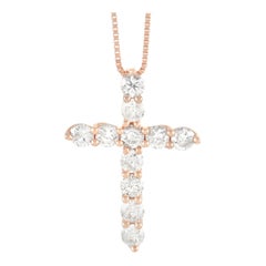 LB Exclusive 14k Rose Gold 0.44 Ct Diamond Crucifix Necklace