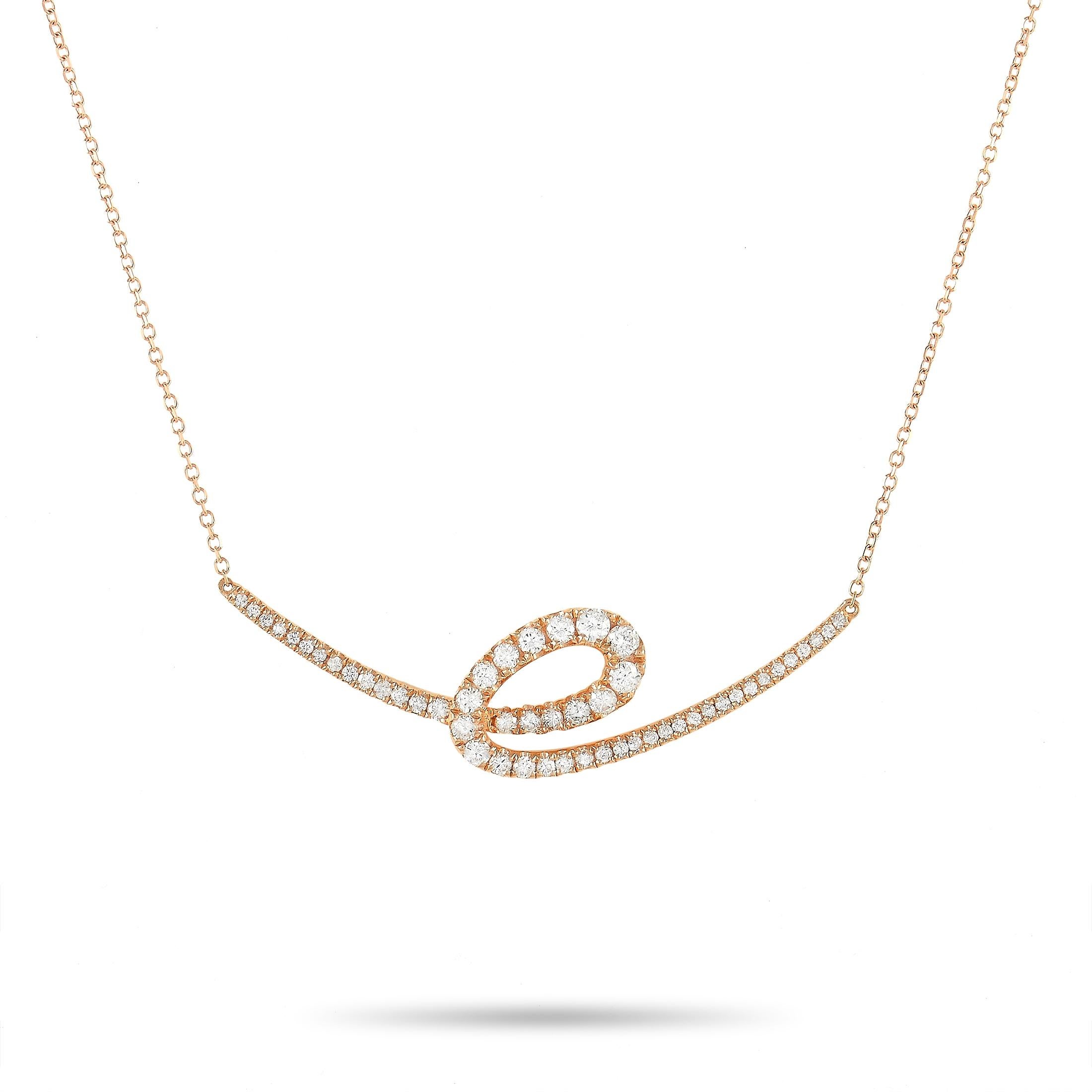 LB Exclusive 14k Rose Gold 0.48 Carat Diamond Necklace In New Condition For Sale In Southampton, PA