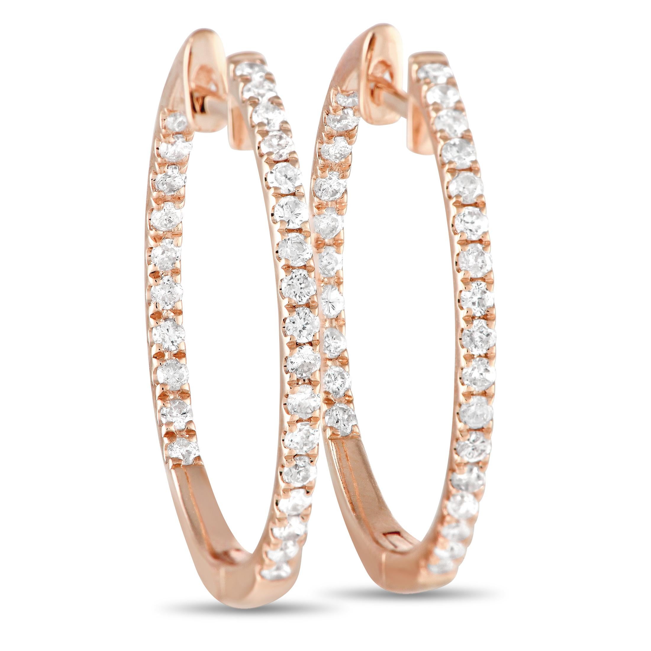 LB Exclusive Orecchini a cerchio in oro rosa 14K con diamanti da 0,50 carati In condizioni Nuovo in vendita a Southampton, PA