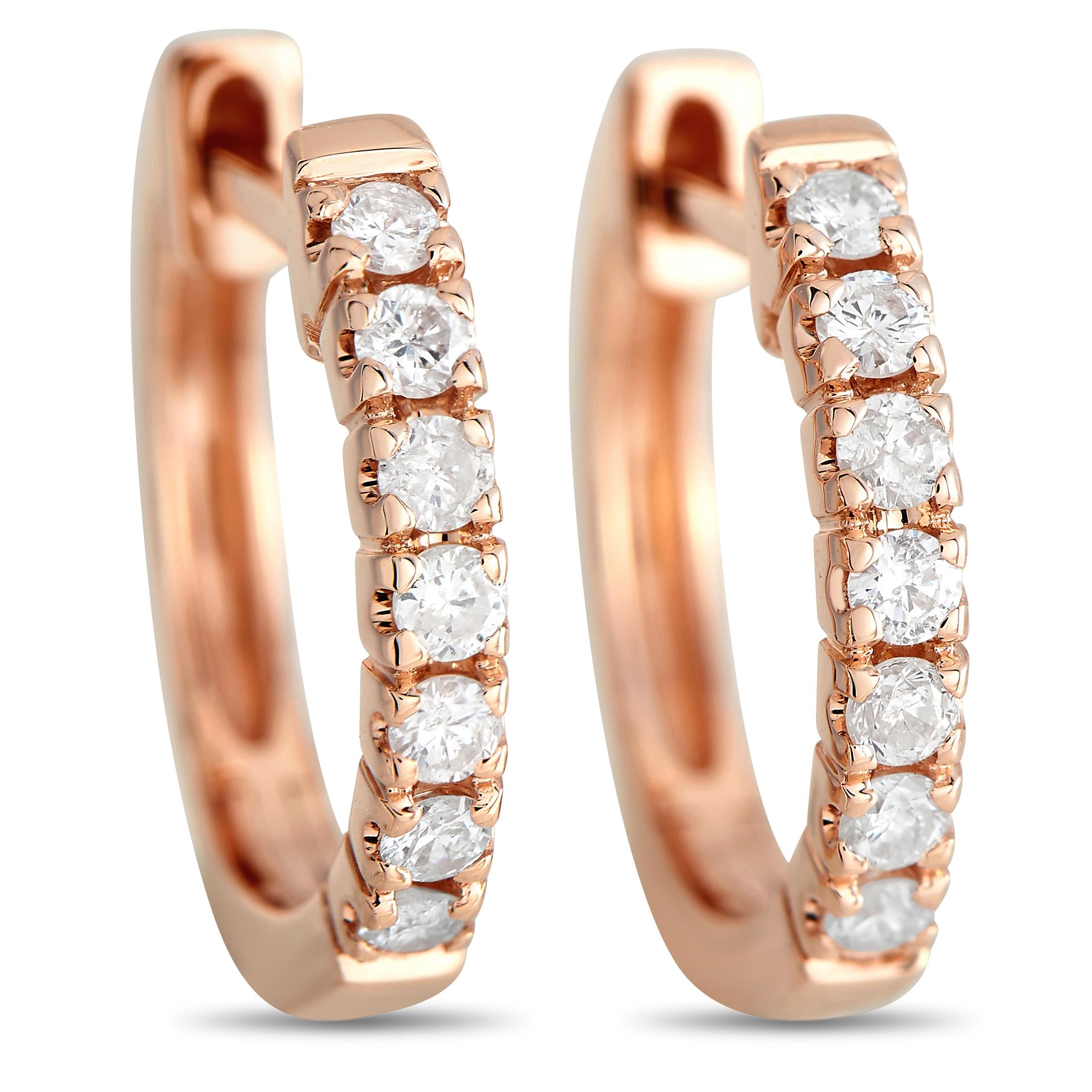 LB Exclusive Orecchini a cerchio in oro rosa 14K con diamanti da 0,50 carati In condizioni Nuovo in vendita a Southampton, PA