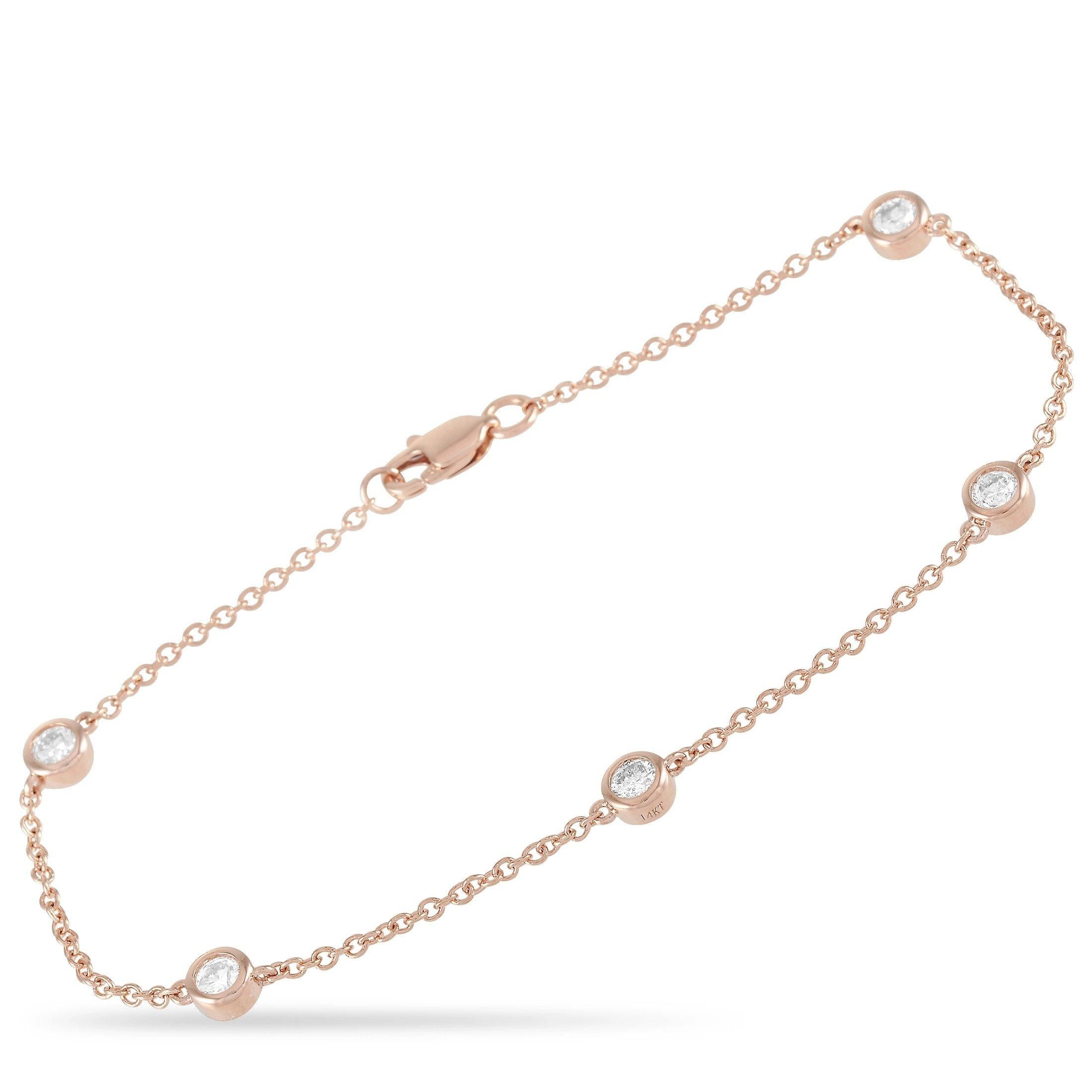 LB Exclusive 14K Rose Gold 0.50 Ct Diamond Bracelet In New Condition For Sale In Southampton, PA
