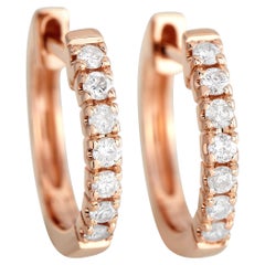 LB Exclusive 14k Rose Gold 0.50 Casrat Diamond Hoop Earrings