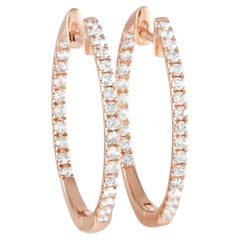 Lb Exclusive 14k Rose Gold 0.50 Carat Diamond Inside-Out Hoop Earrings