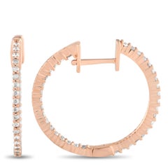 LB Exclusive 14Karat Rose Gold 0.55Carat Diamond Inside-Out Hoop Earrings