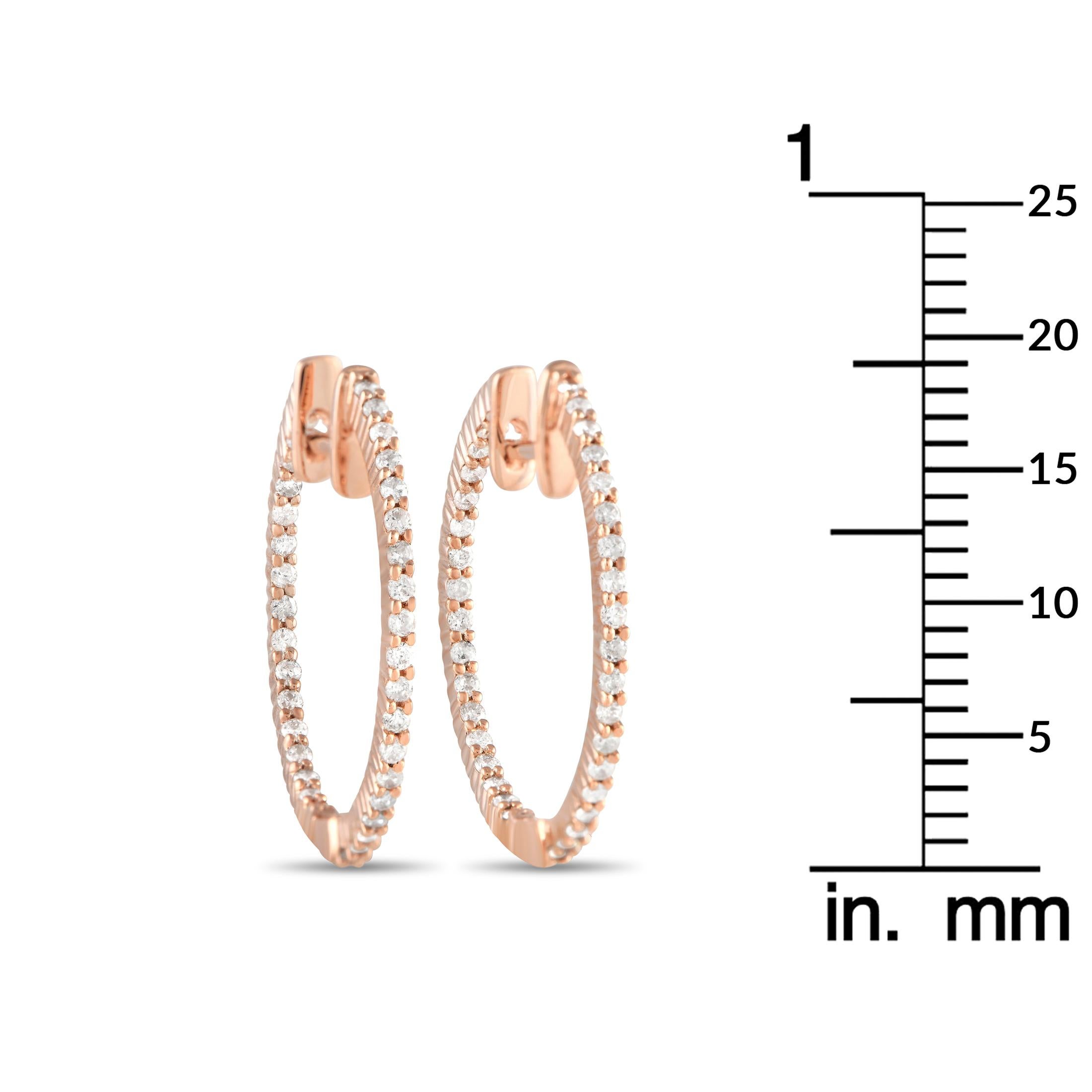 LB Exklusive 14K Rose Gold 0,55ct Diamant Inside-Out Reif-Ohrringe (Rundschliff) im Angebot