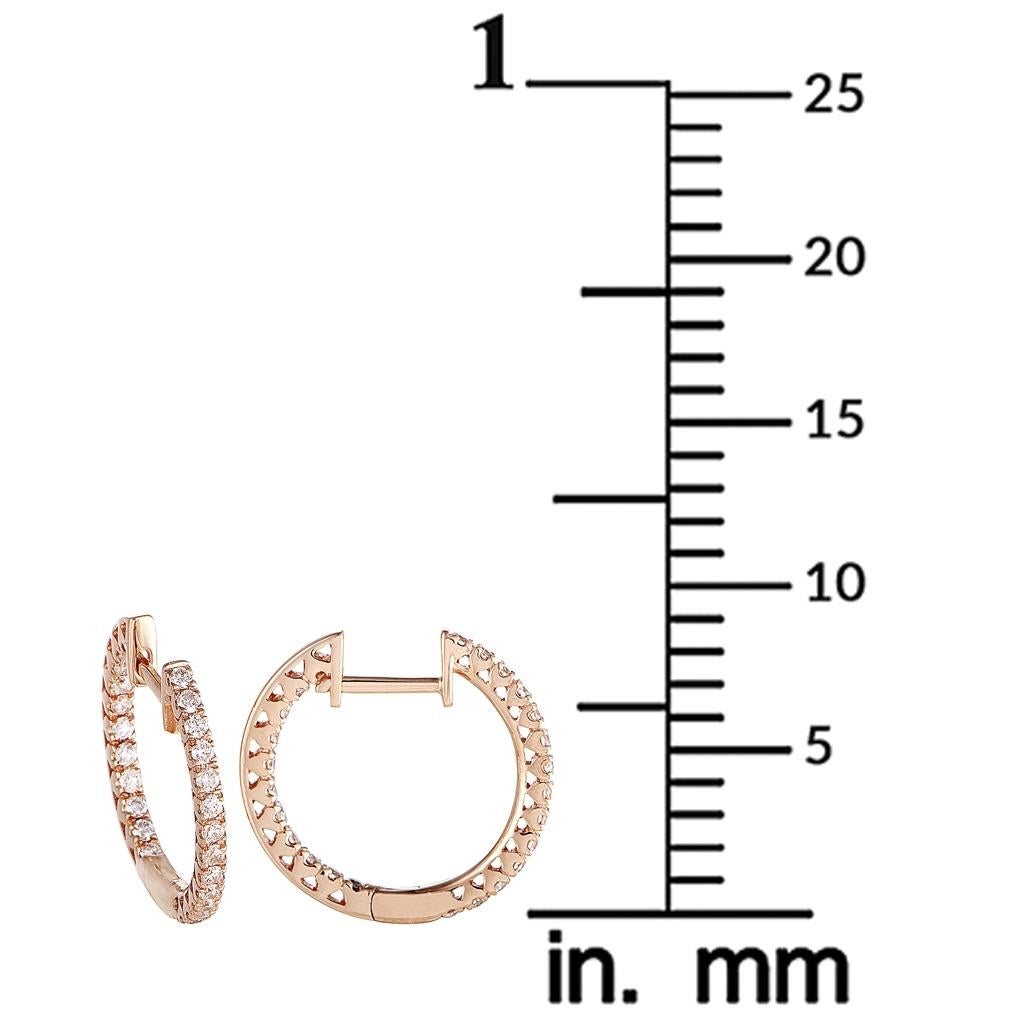 LB Exclusive 14K Rose Gold 0.66 ct Diamond Inside Out Hoop Earrings In New Condition For Sale In Southampton, PA