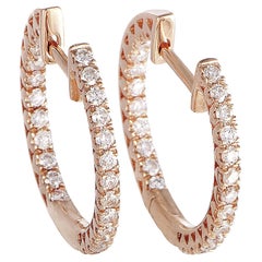 LB Exclusive 14K Rose Gold 0.66 ct Diamond Inside Out Hoop Earrings